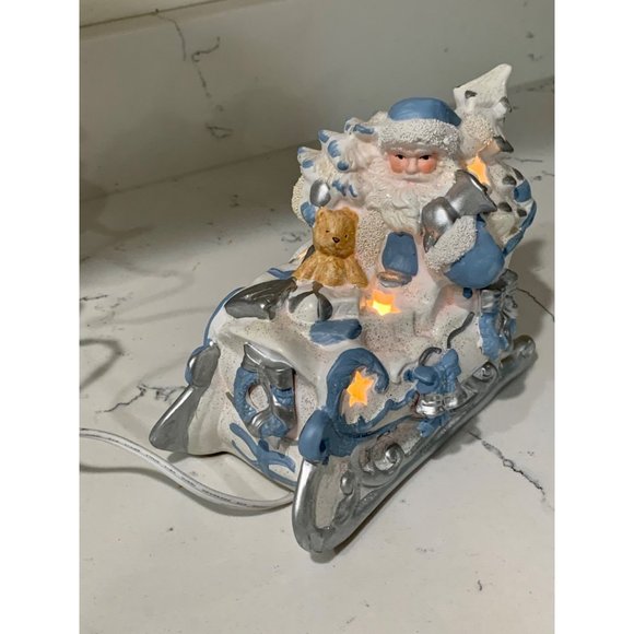 Blue and White Christmas Santa Claus in Sleigh with Light - Picture 4 of 8